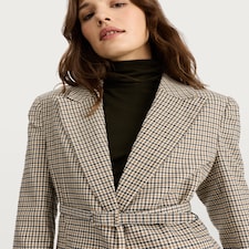 F&F Houndstooth Print Belted Co-ord Blazer in Neutral