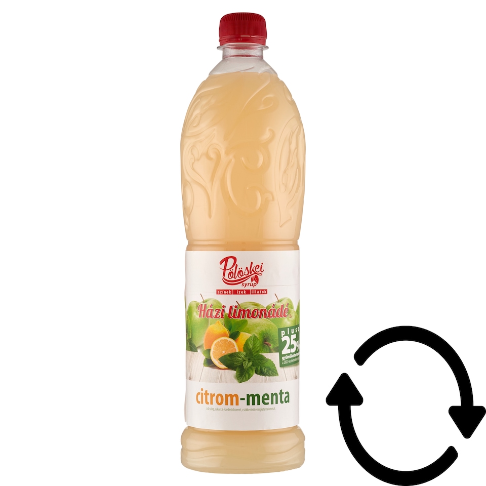 Pölöskei Lemon-Mint Flavoured Syrup with Reduced Energy Content with Sugar and Sweetener 1 l