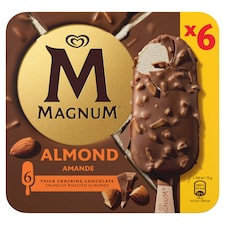 Magnum Almond Vanilla Ice Cream with Milk Chocolate Coating and Almond Pieces 6 x 100 ml (600 ml) 