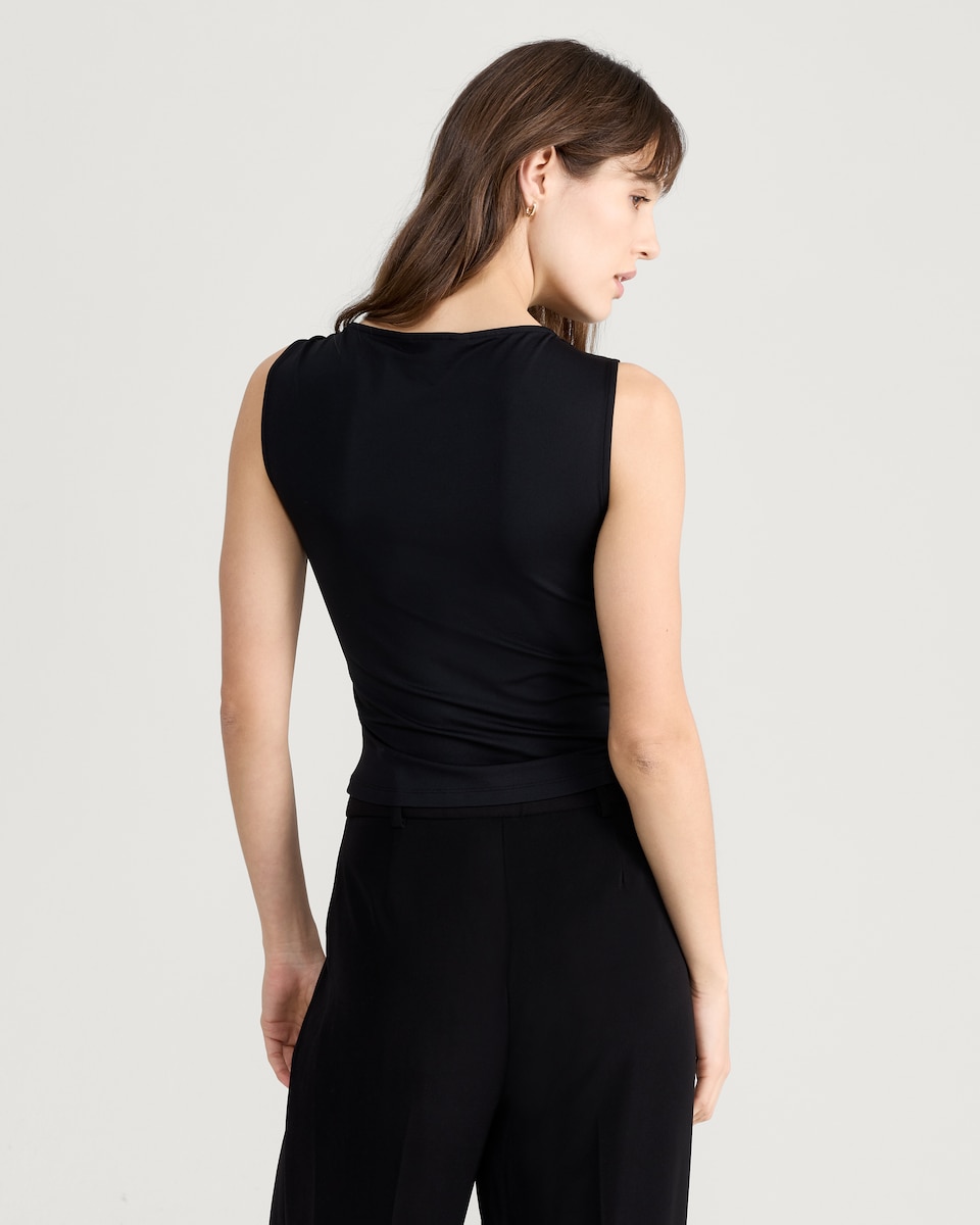 image 1 of F&F Ruched Twist Front Sleeveless Top in Black