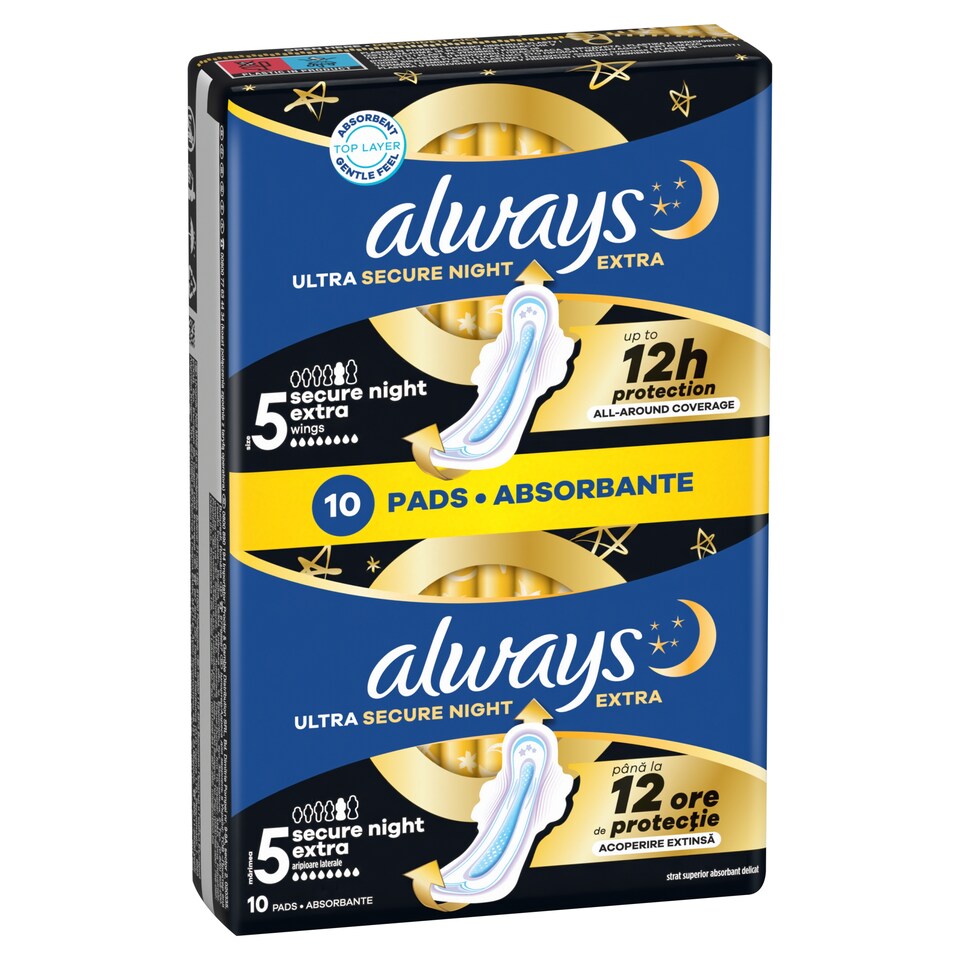 image 1 of Always Ultra Sanitary Towels Secure Night Extra (Size 5) Wings x 10 Pads