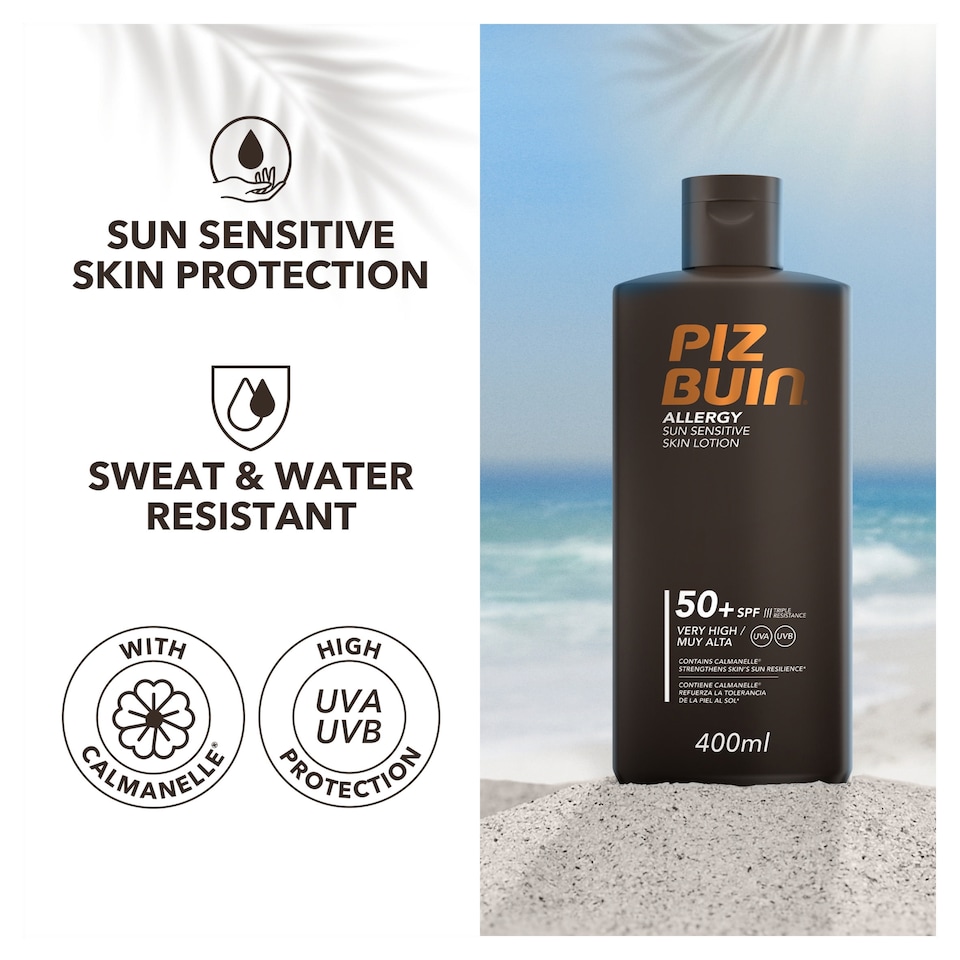 image 1 of PIZ BUIN Allergy Sun Sensitive Skin Lotion SPF50+ 400ml