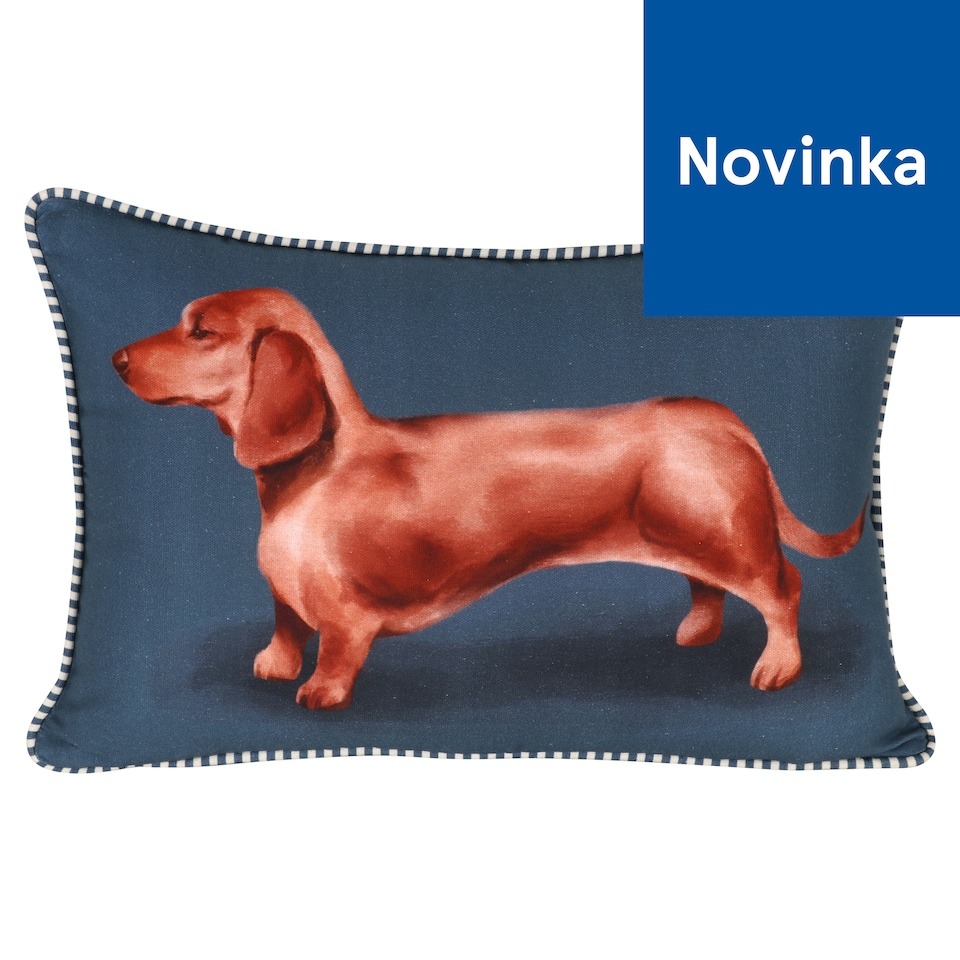 F&F Home Navy Sausage Dog vankúš 30 x 45 cm