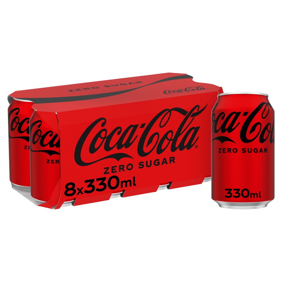 image 1 of Coca-Cola Zero Sugar Soft Drink Cans 8 x 330 mL