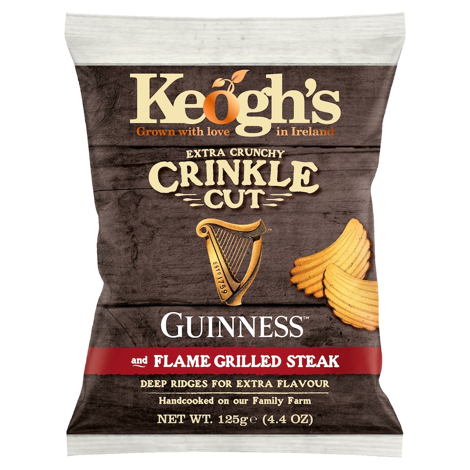 Keoghs Crinkle Cut Guinness And Steak Crsps 125G