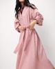 image 4 of F&F Striped Puff Sleeved Midi Dress in Pink