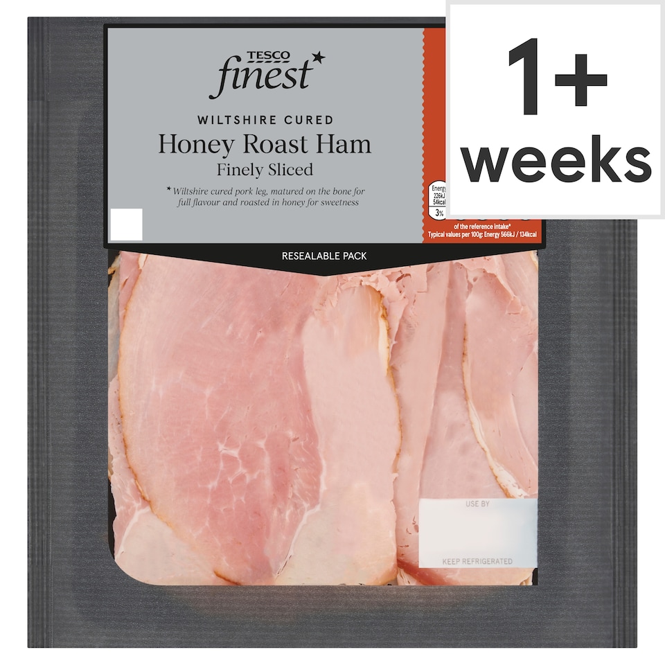 Tesco Finest Finely Sliced Honey Roast Ham 120g