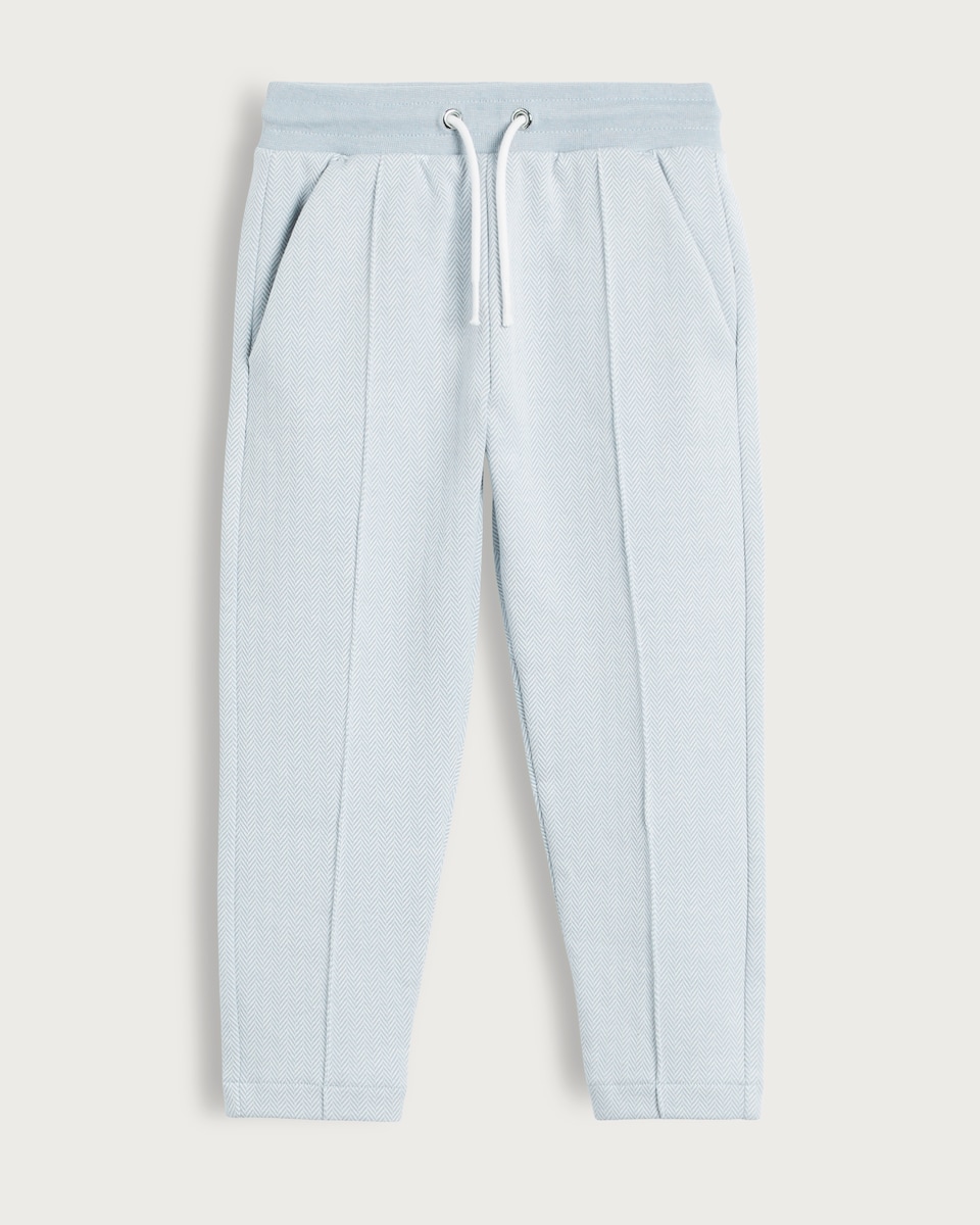 image 1 of F&F Boys Cotton Rich Herringbone Drawstring Joggers in Blue
