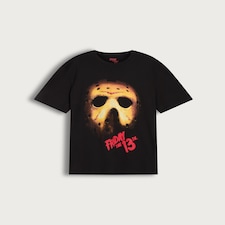 F&F Pure Cotton Friday the 13th Jason Mask Print T-Shirt in Black