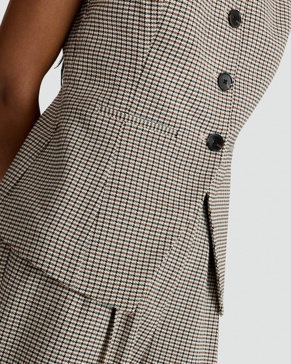 image 1 of F&F Houndstooth Print High Neck Buttoned Waistcoat in Brown