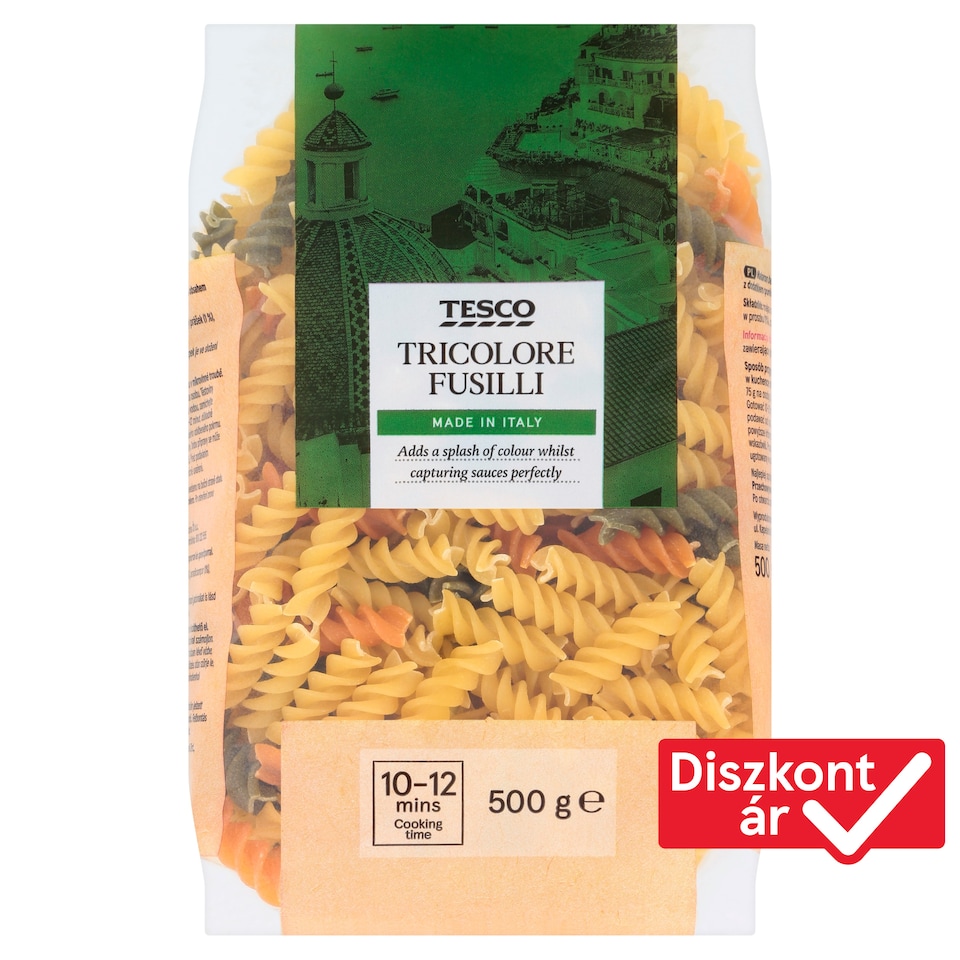 Tesco Tricolore Fusilli durum száraztészta 500 g