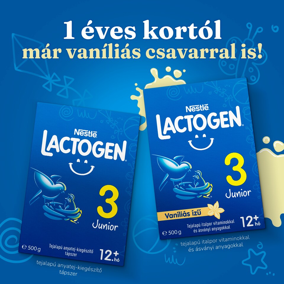 Lactogen 3 Junior Vaníliás ízű Tejalapú italpor vitaminokkal és ásványi anyagokkal 12 hó+ 500 g  1. kép