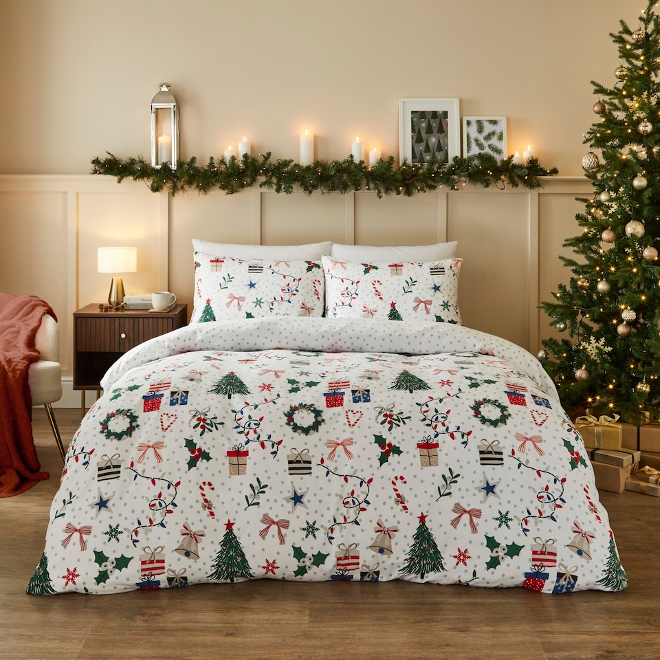 image 1 of Silentnight Brushed Christmas Presents Duvet Set King