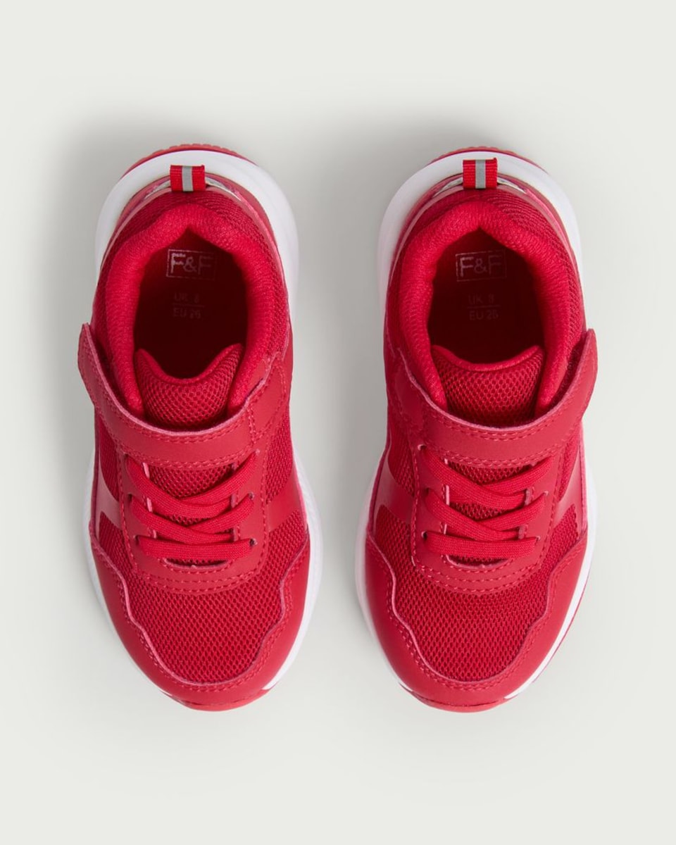 image 1 of F&F Boys Mesh Touch Strap Fastening Trainers in Red