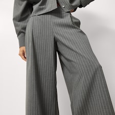 F&F Pinstripe Pleated Wide Leg Co-ord Trousers in Grey