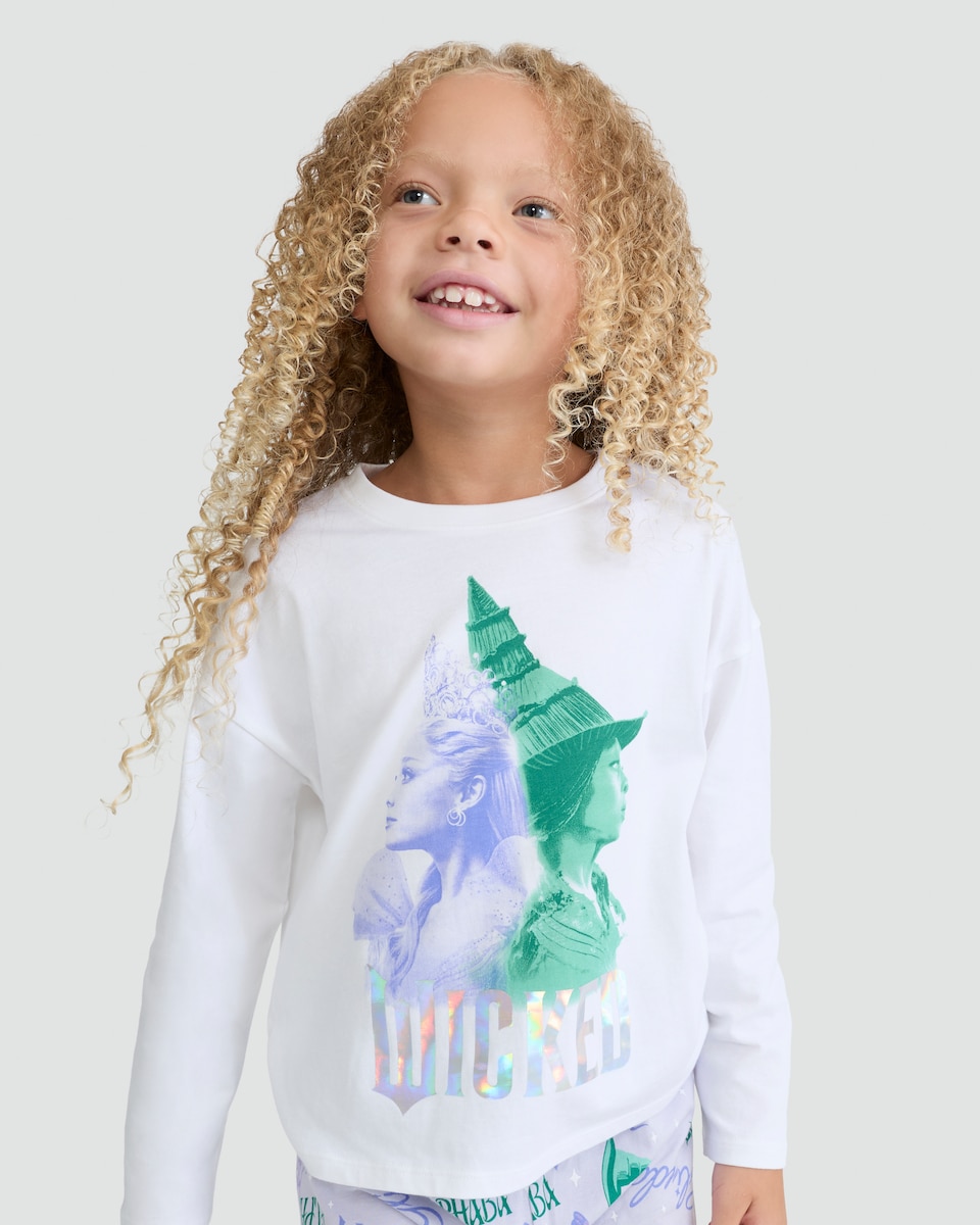 image 1 of Wicked 2-Piece Pure Cotton Elphaba Print Pyjamas in Multi