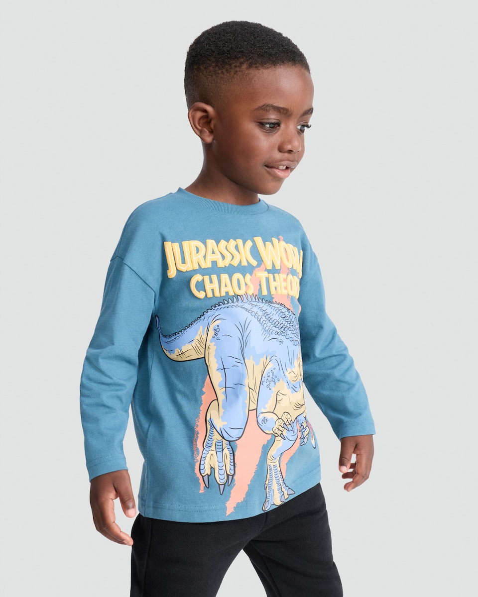image 1 of Jurassic World Chaos Theory Pure Cotton Long Sleeved Top in Blue