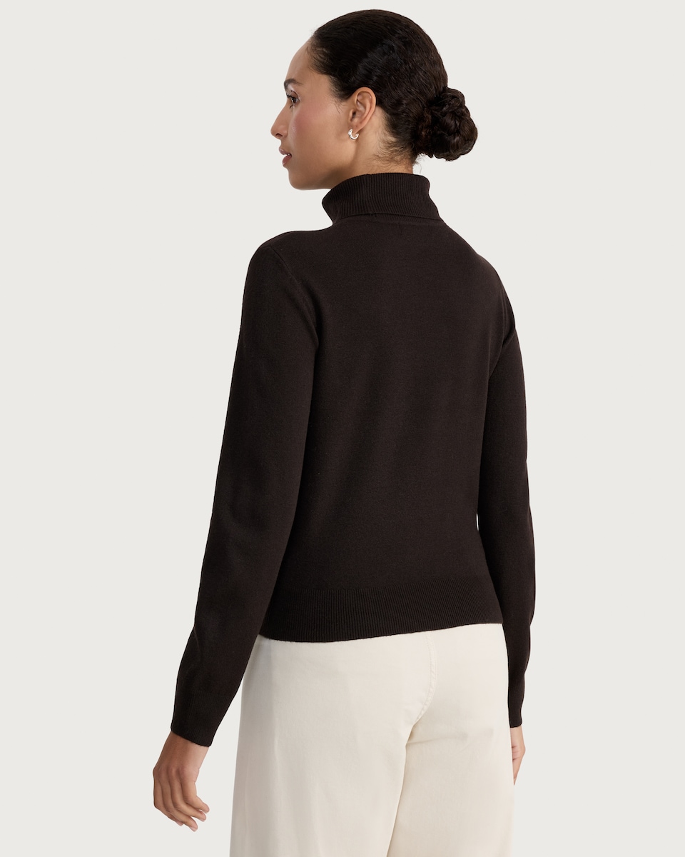 image 1 of F&F Knitted Roll Neck Jumper in Chocolate