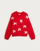 image 4 of F&F Girls Textured Bow Accent Jumper in Red