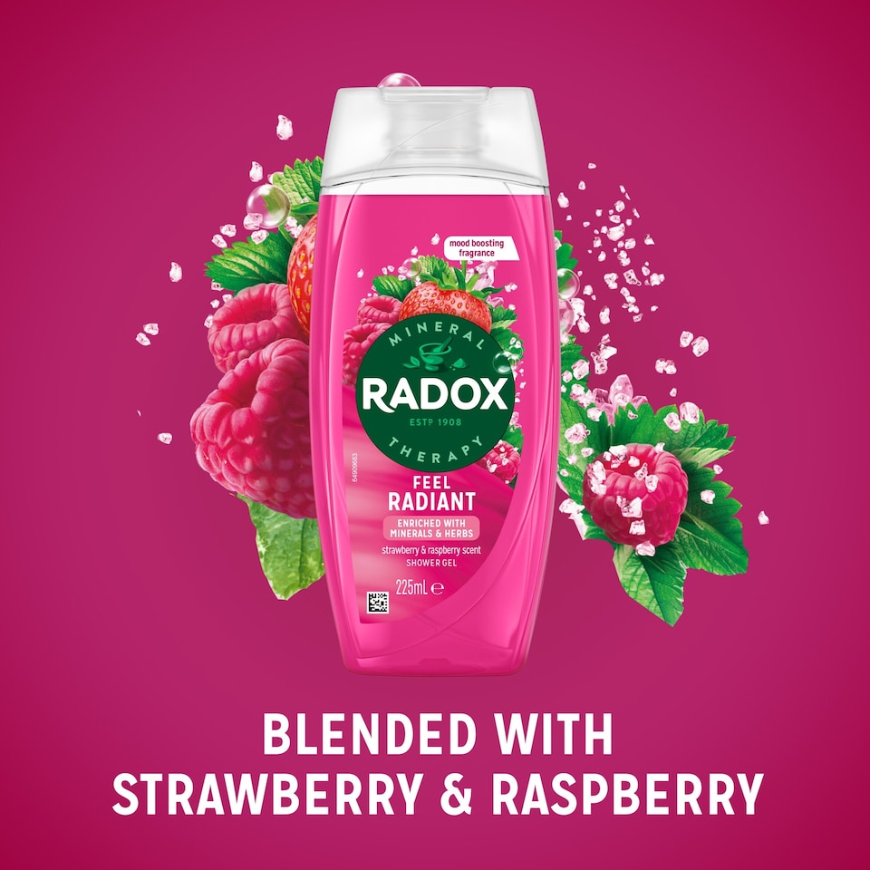 image 1 of Radox Strawberry Feel Radiant Shower Gel Body Wash 225ml