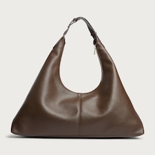 SACHA Faux Leather Textured Shoulder Bag in Brown