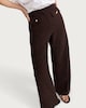image 1 of F&F Cotton Rich Boucle Textured Wide Leg Trousers in Chocolate