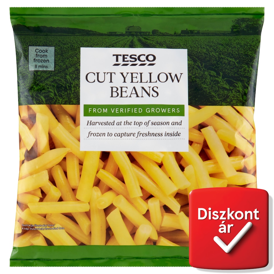 Tesco gyorsfagyasztott sárga hüvelyű vágott zöldbab 450 g