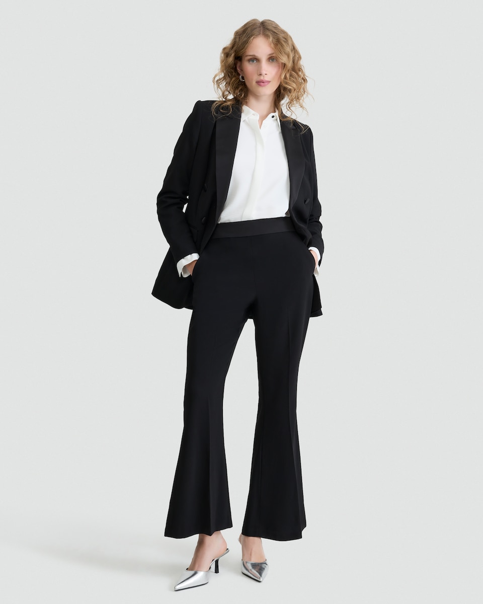 image 1 of F&F Seam Detail Tuxedo Kickflare Trousers in Black