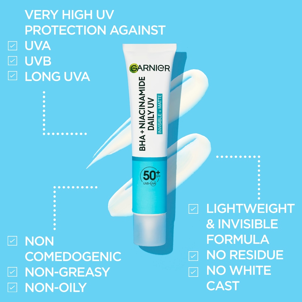 image 1 of Garnier BHA + Niacinamide Daily UV Fluid SPF50+ 40ml