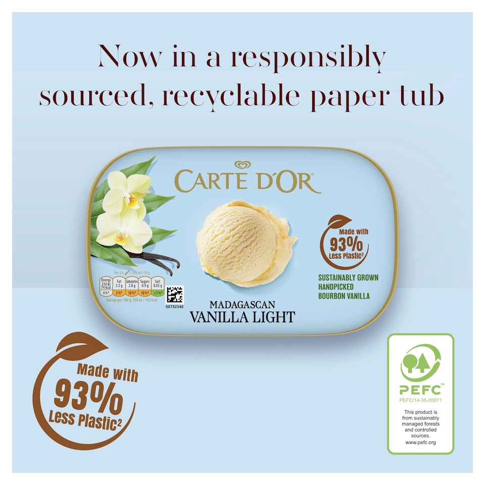 image 1 of Carte D'or Madagascan Vanilla Light Ice Cream Tub 900ml