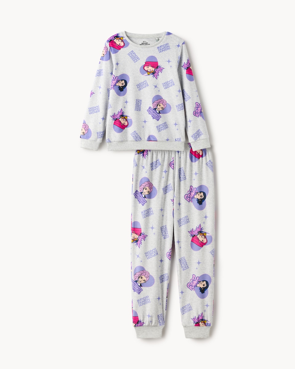 image 1 of K-Pop Demon Hunters Fleece Pyjama Set in Grey