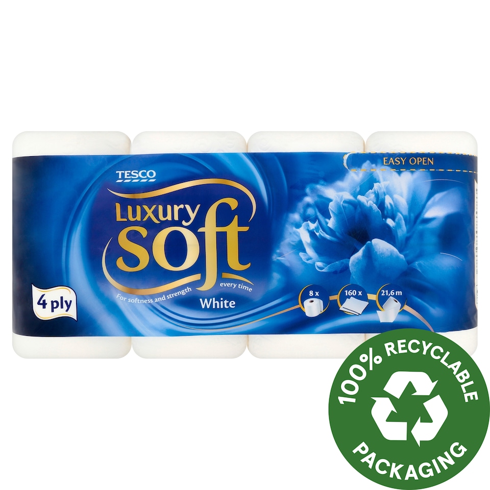 Tesco Luxury Soft White toalett papír 4 rétegű 8 tekercs