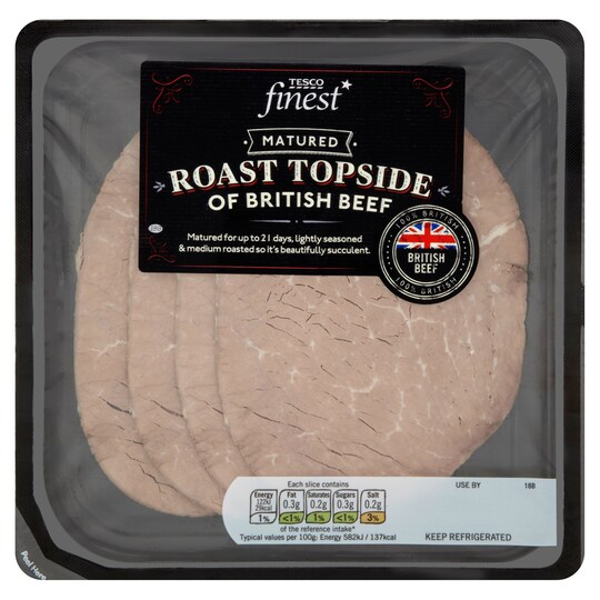 Tesco Finest British Topside Of Roast Beef 85G Tesco Groceries