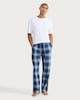 image 2 of F&F Pure Cotton Brushed Check Print Pyjama Bottoms in Navy