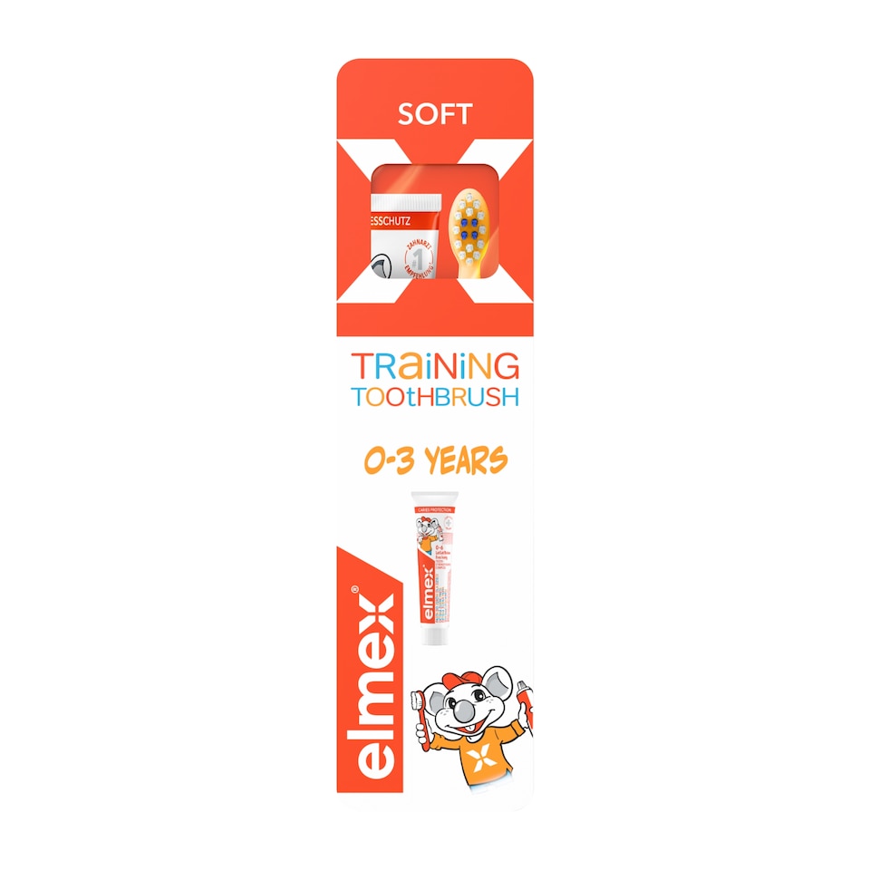 obrázok 1 z elmex® Kids cvičná detska zubná kefka pre deti vo veku 0 – 3 rokov 1 ks