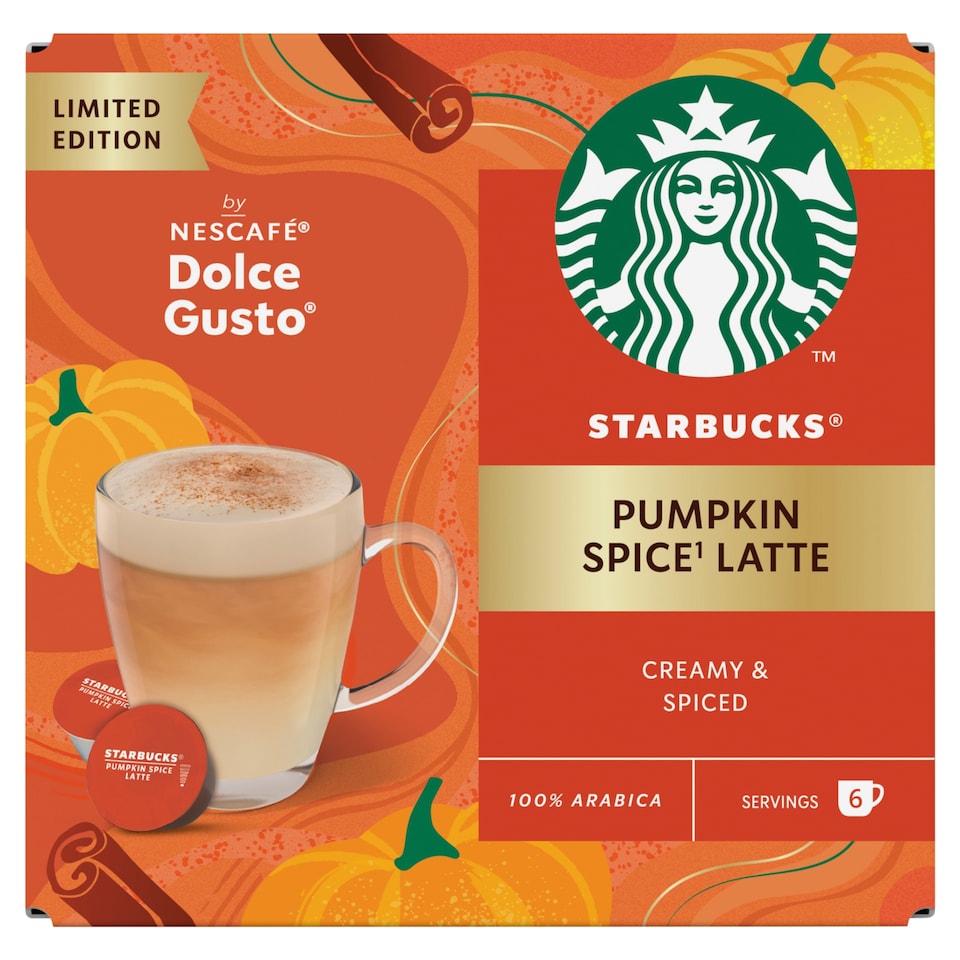 Starbucks by Nescafé Dolce Gusto Pumpkin Spice Latte kávé és tejpor kapszula 12 db/6 csésze 129 g  1. kép