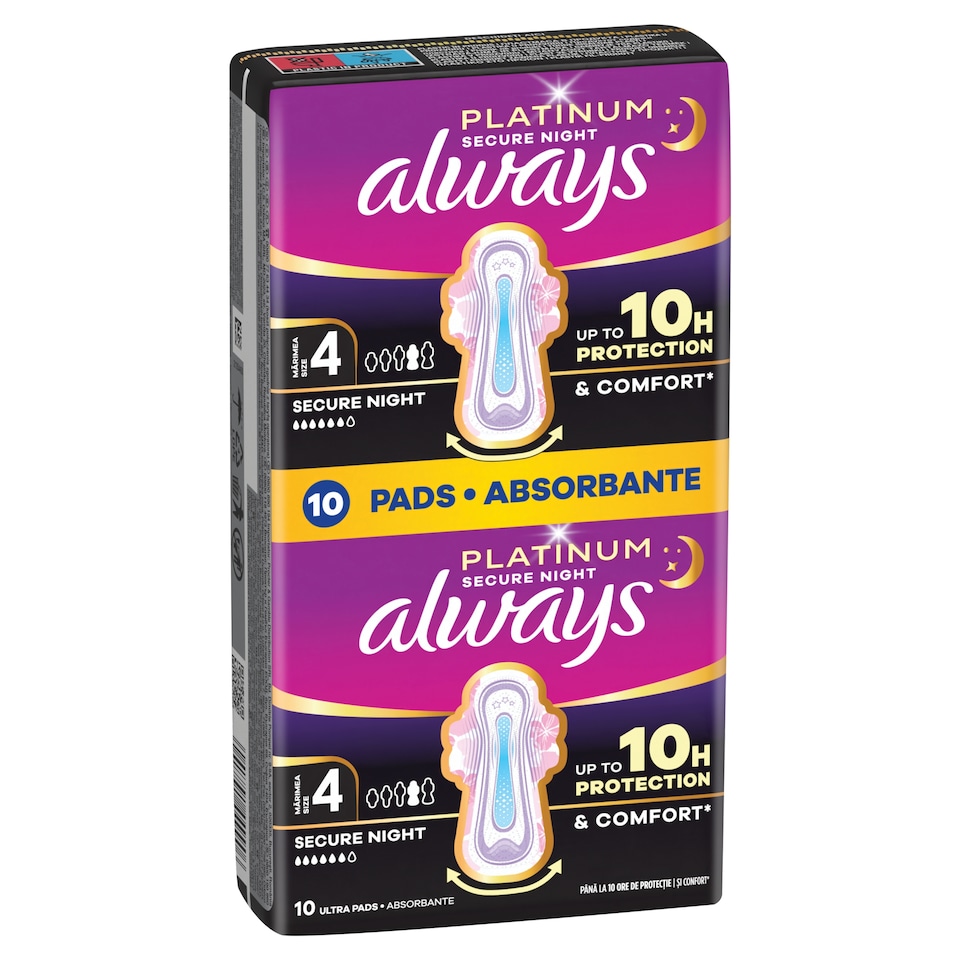 image 1 of Always Platinum Sanitary Towels Secure Night (Size 4) 10 Pads