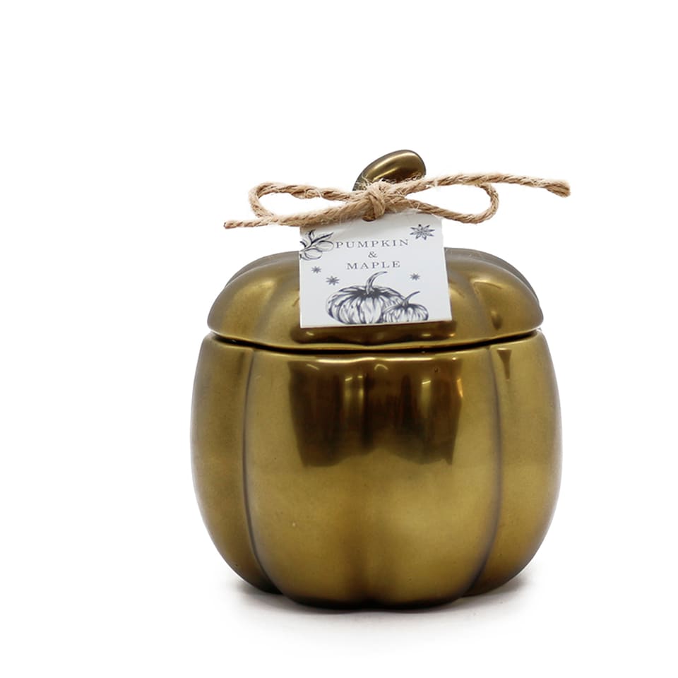 F&F Home Halloween Pumpkin & Maple Bronze Ceramic Candle 200G