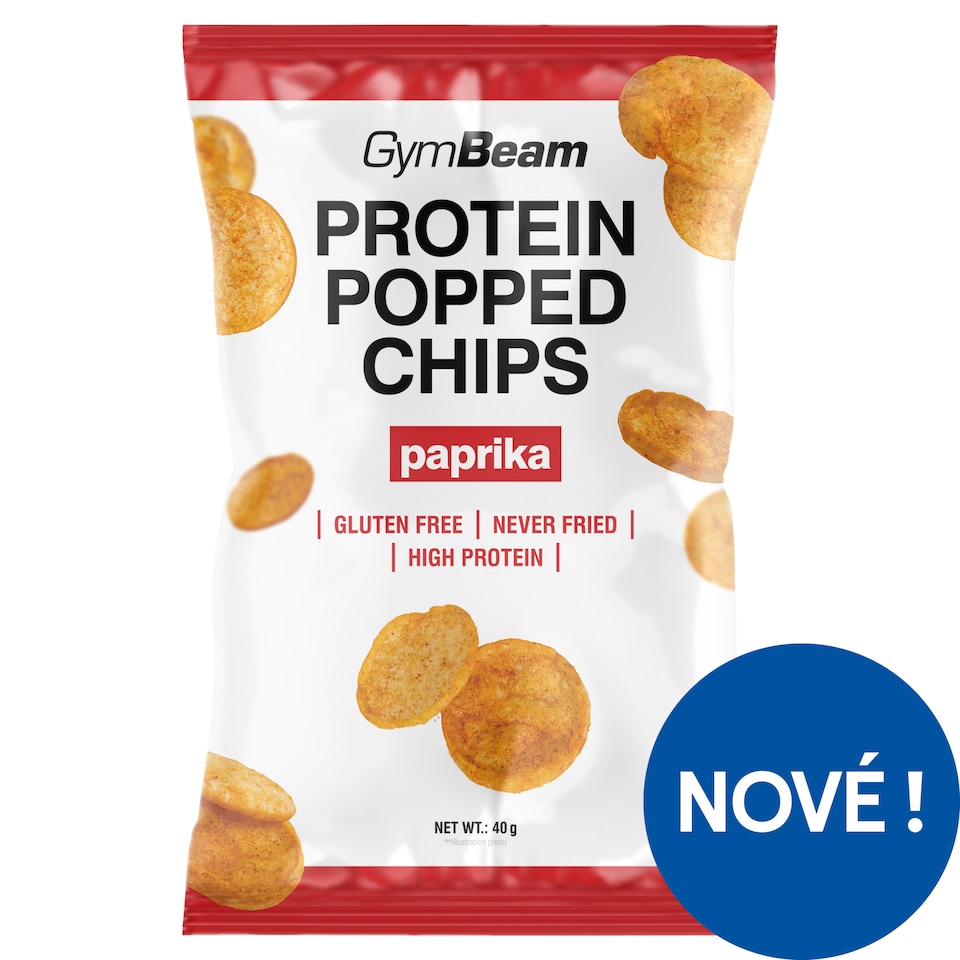 GymBeam Solené pufované chipsy s hrachovým proteinem a paprikovou příchutí 40g