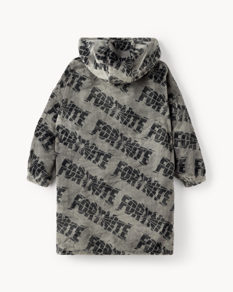 image 1 of Fortnite Fleece Pyjama Hoodie in Grey