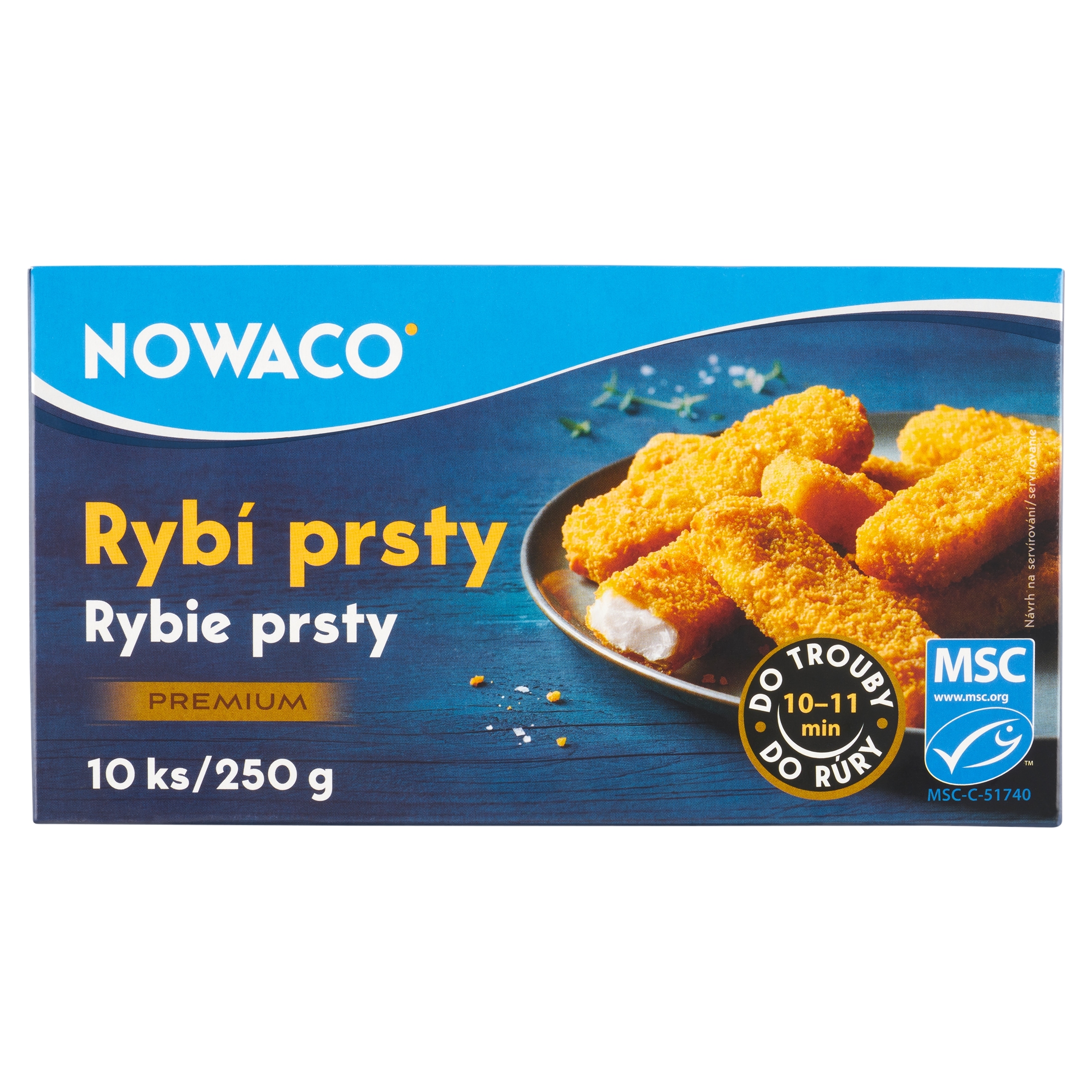 Czech Republic product data sample: Nowaco Premium rybí prsty 10 ks 250g