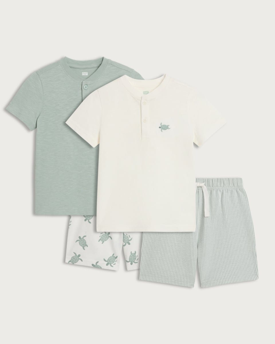 F&F 2-Pack Pure Cotton Turtle Print Pyjama Sets in Multi