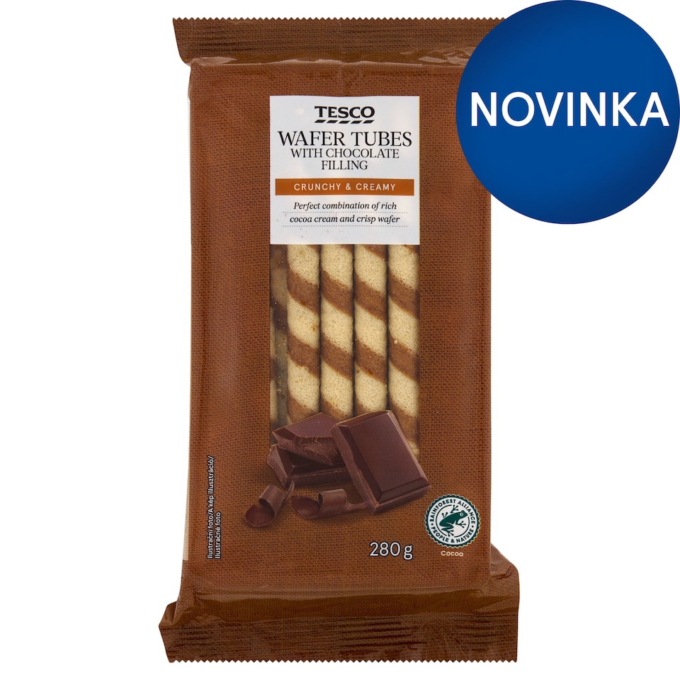 Tesco Oblátkové trubičky s čokoládovým krémom 280 g
