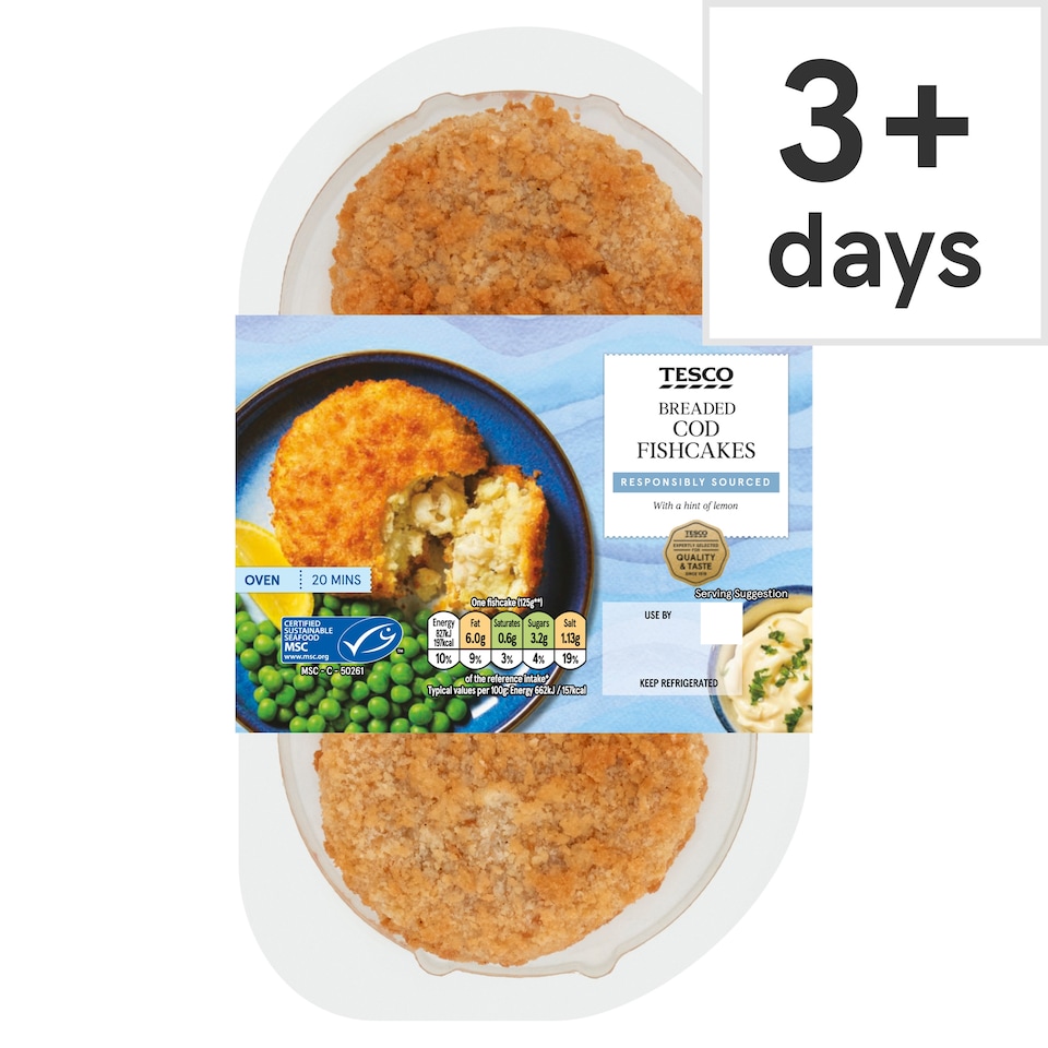 Tesco 2 Cod Fishcakes 270G