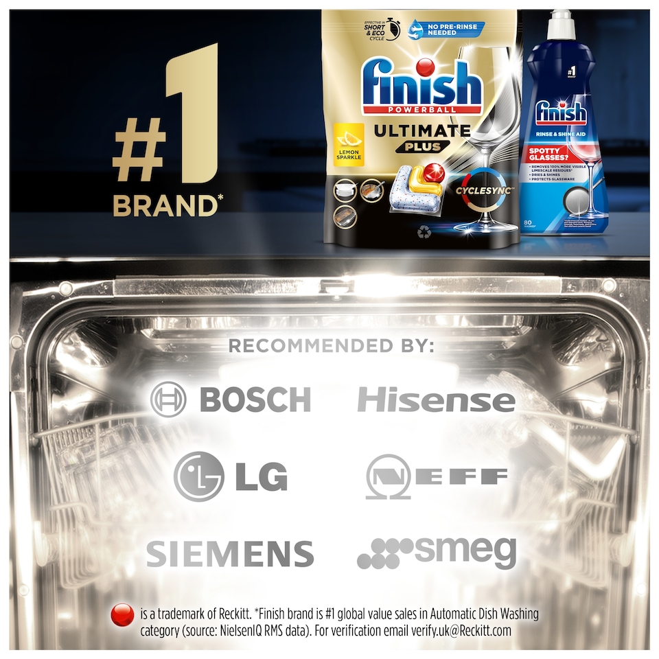 image 1 of Finish Ultimate Plus All in One Lemon 52 Dishwasher Tablets 634.4g