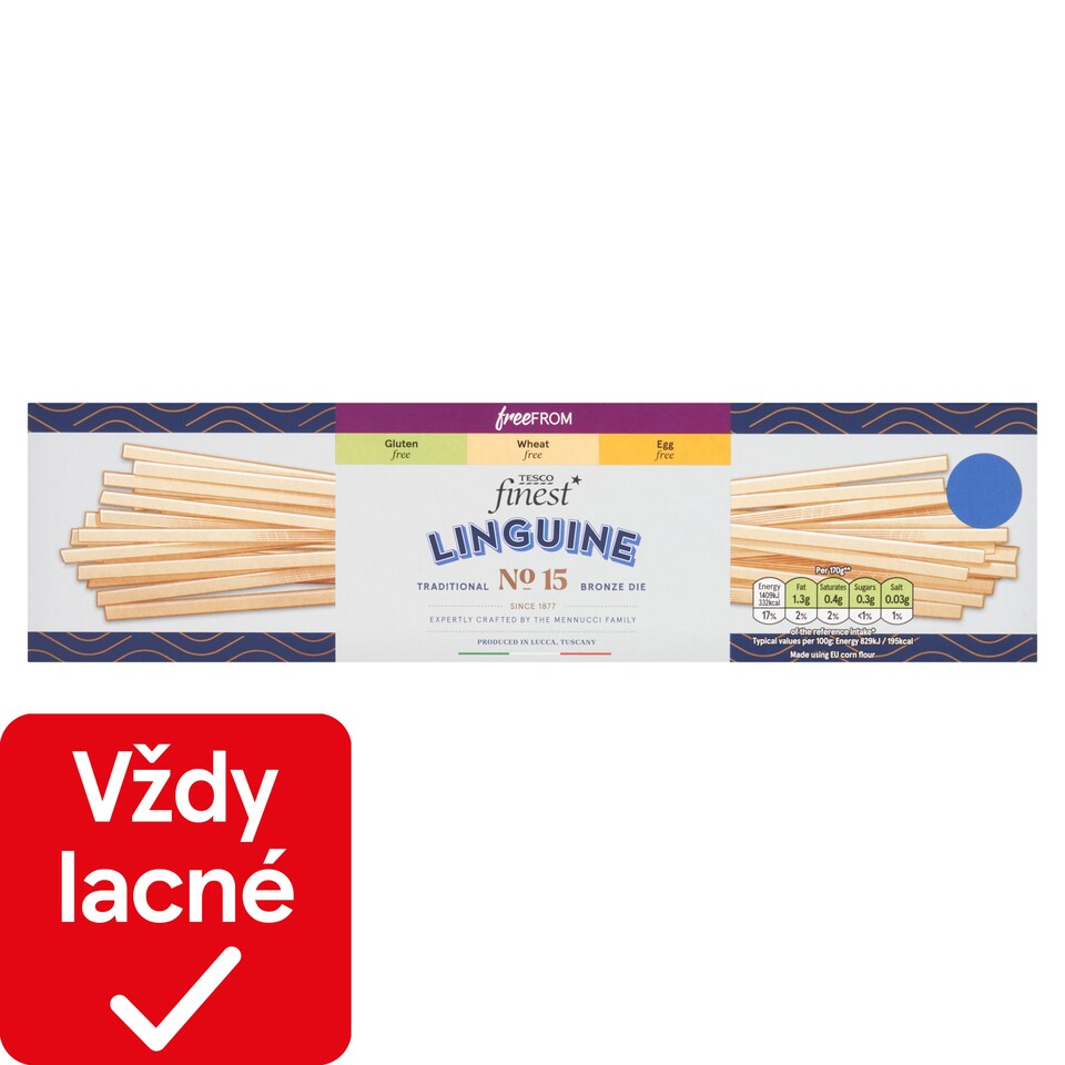 Tesco Finest Linguine bezgluténové sušené bezvaječné cestoviny 400 g