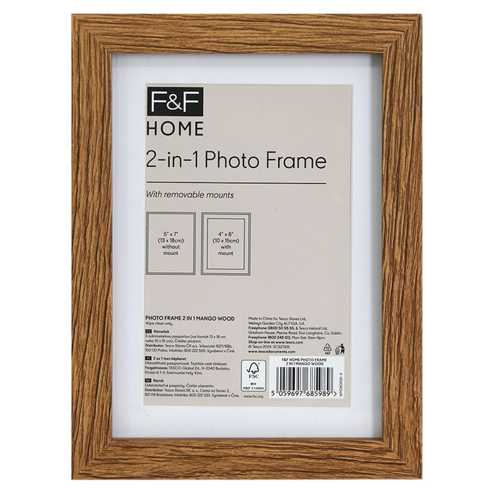 F&F Home Mango Wood Photo Frame 2 in 1