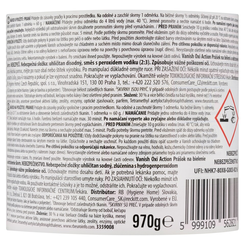 image 1 of Vanish Oxi Action Whitening and Stain Removal Powder 970g