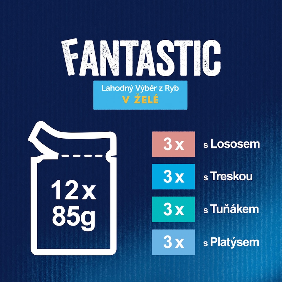obrázok 1 z Felix Fantastic kapsičky pre mačky losos, platesa, tuniak, treska v želé 12 × 85 g