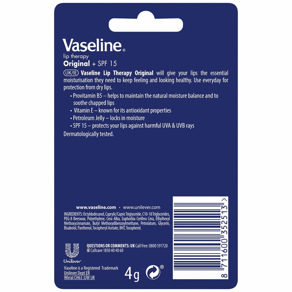 image 1 of Vaseline Lip Therapy Originallip Balm 4G